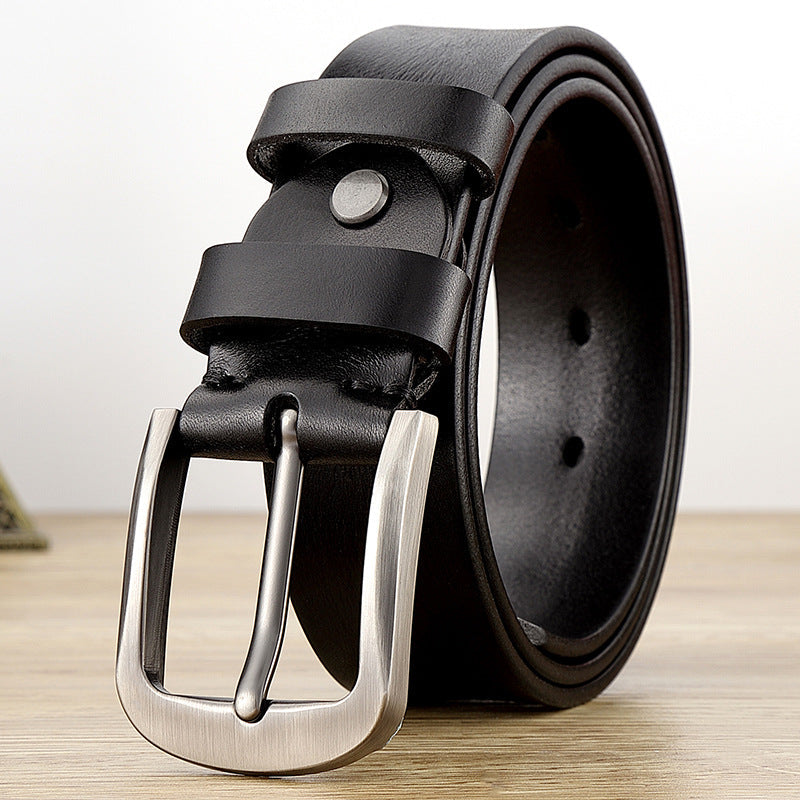 Men's Genuine Leather Belt | Classic Cowhide Dress Belt - Design Poster