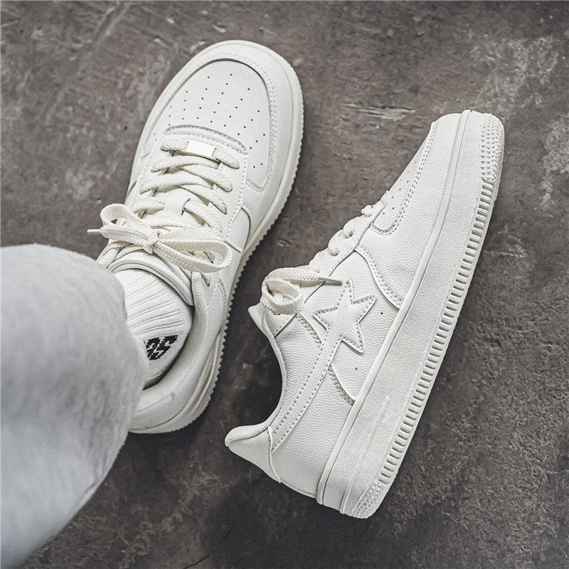 Men's Thick Sole White Sneakers | Casual Fashion Shoes - Home Decor