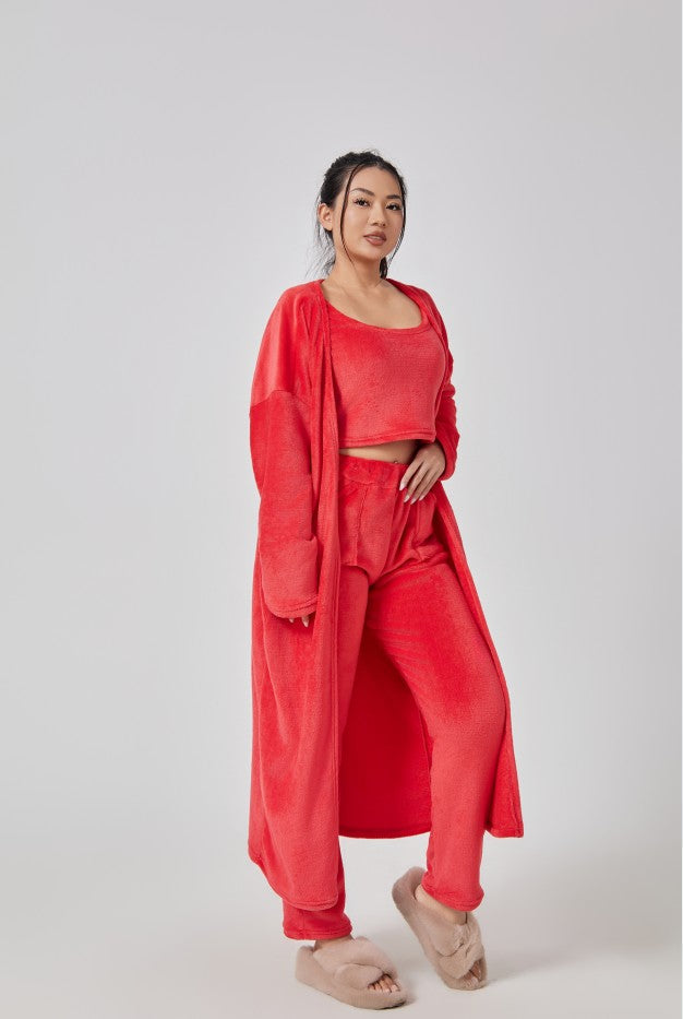 Women's 3 Piece Lounge Set | Cozy Winter Pajama Outfit - Design Poster