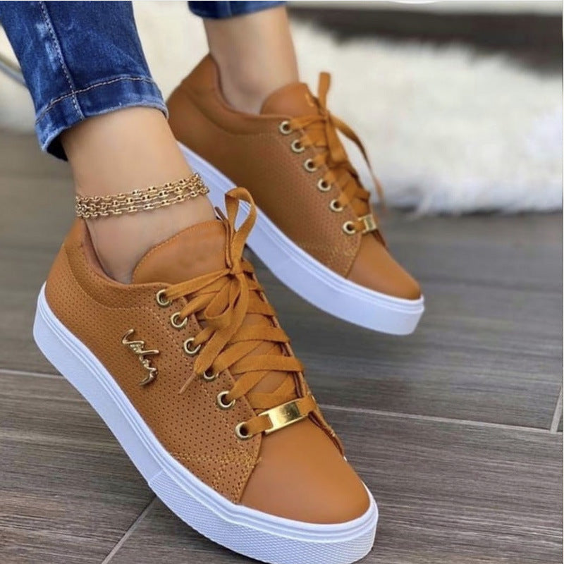 Women's Flat Sneakers | Breathable Lace-Up Casual Shoes - Fine Art