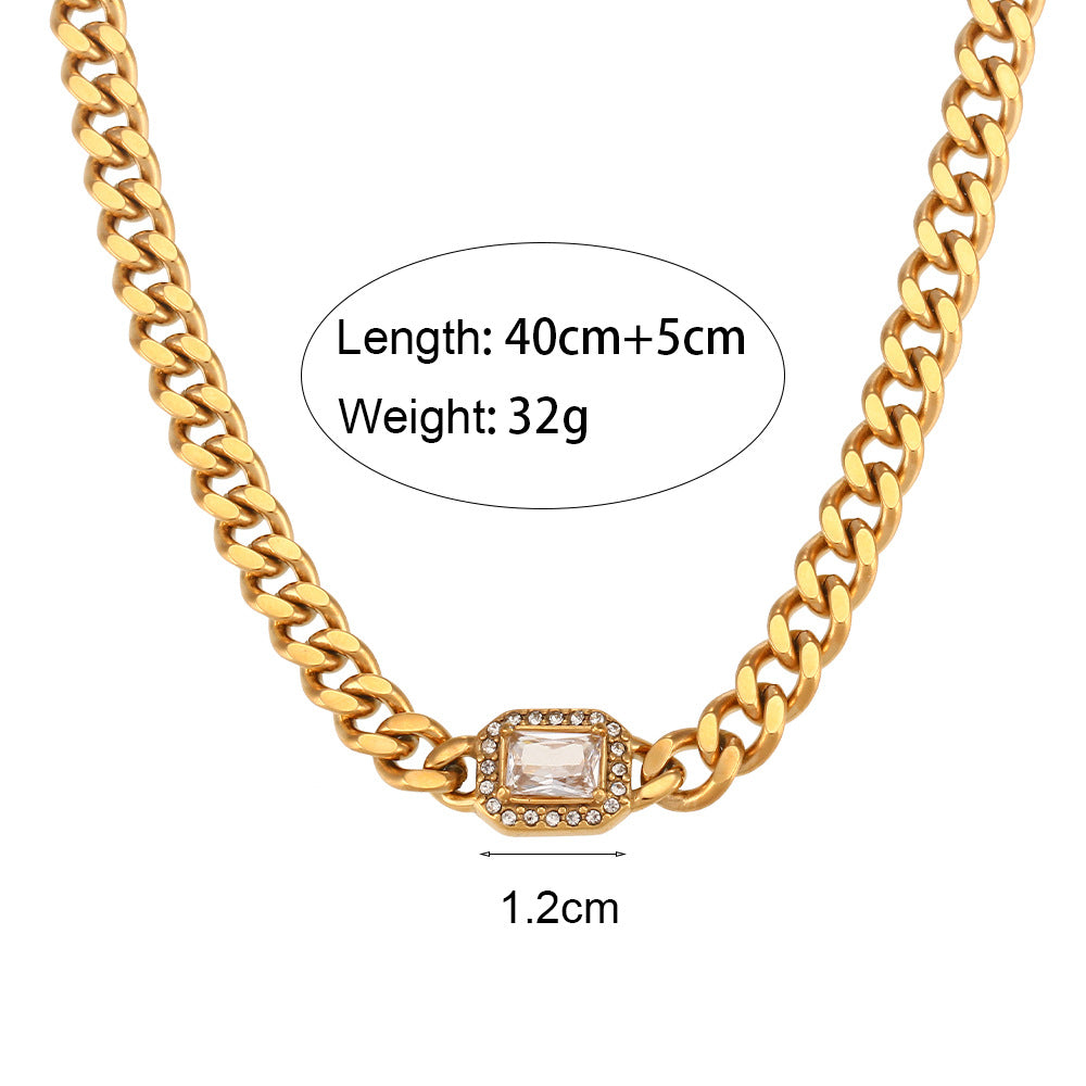 Men's Cuban Link Zircon Bracelet | Stainless Steel Chain - Design Poster