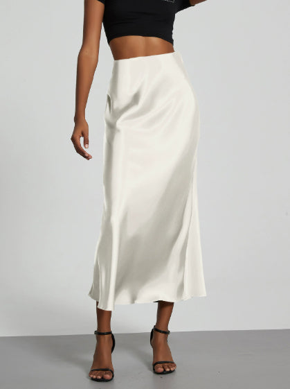 Women's Satin Maxi Skirt | Elegant Slim Fit Long Skirt - Home Decor