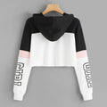 Crop Top Hoodie Sweatshirt Hoodies Women Patchwork Lett - Design Poster