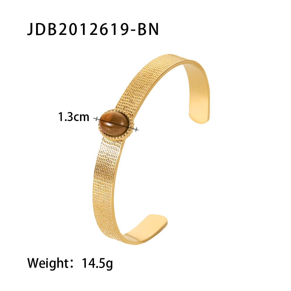 Gold-Plated Zirconia Bracelet | Stainless Steel Jewelry - Modern Print