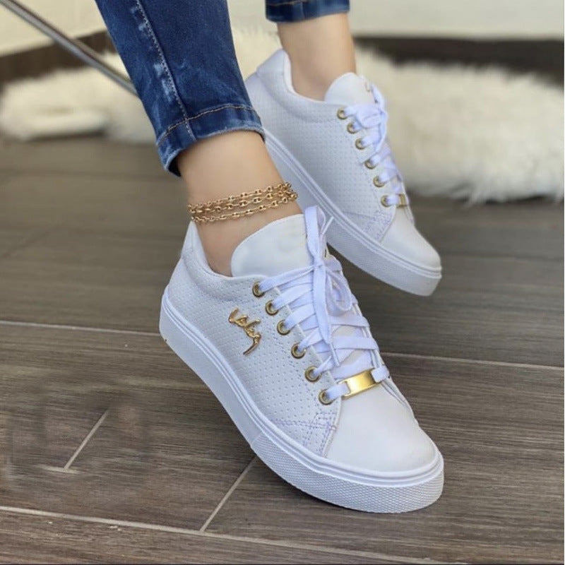 Women's Flat Sneakers | Breathable Lace-Up Casual Shoes - Fine Art