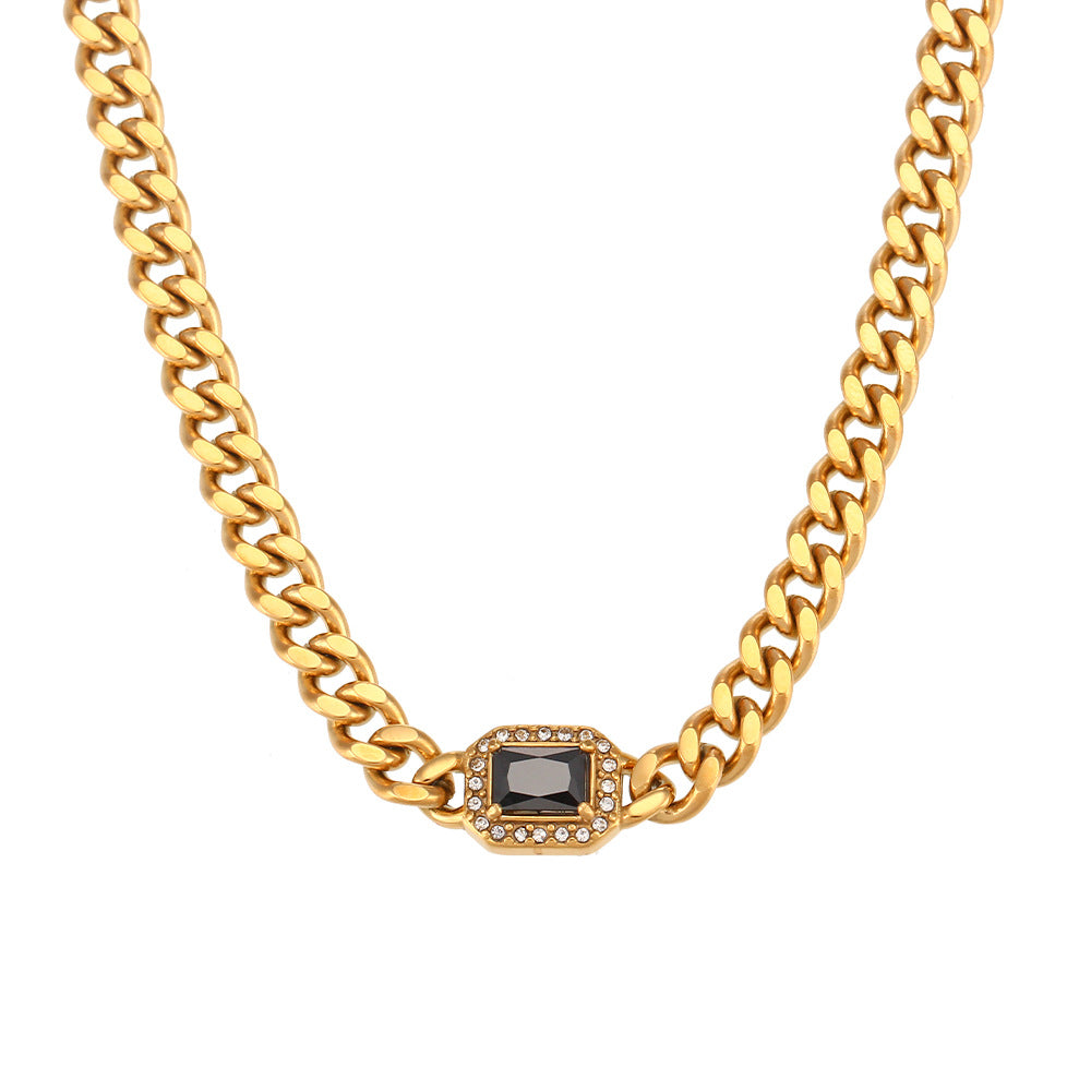 Men's Cuban Link Zircon Bracelet | Stainless Steel Chain - Design Poster