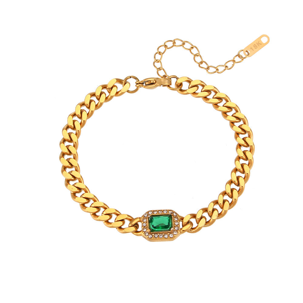 Men's Cuban Link Zircon Bracelet | Stainless Steel Chain - Design Poster