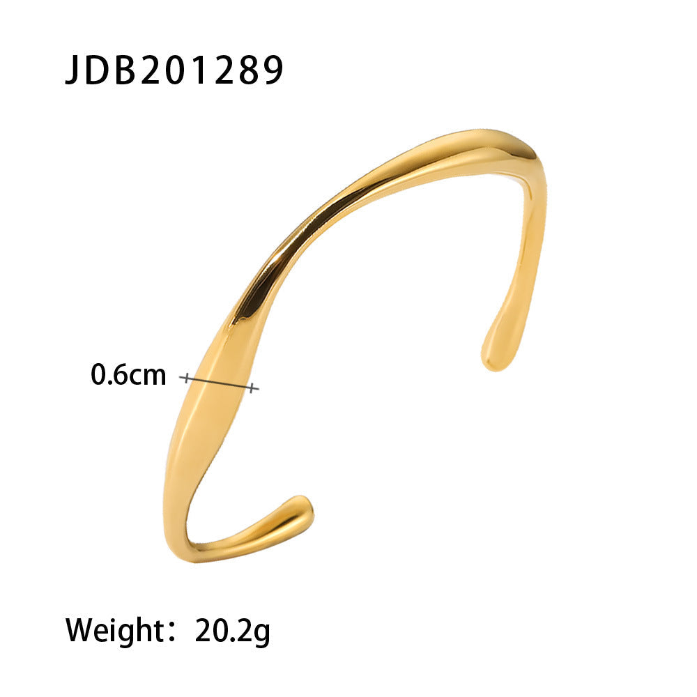 Gold-Plated Zirconia Bracelet | Stainless Steel Jewelry - Modern Print