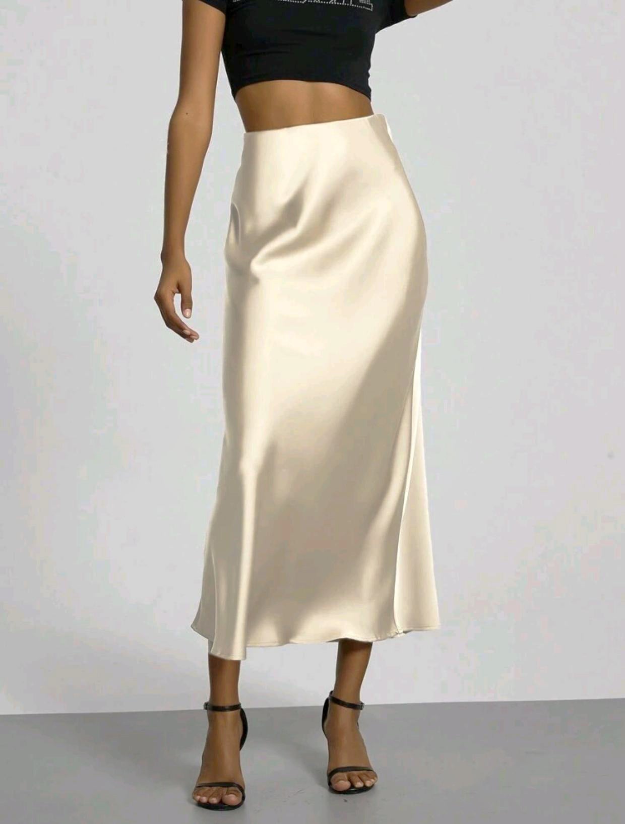 Women's Satin Maxi Skirt | Elegant Slim Fit Long Skirt - Home Decor