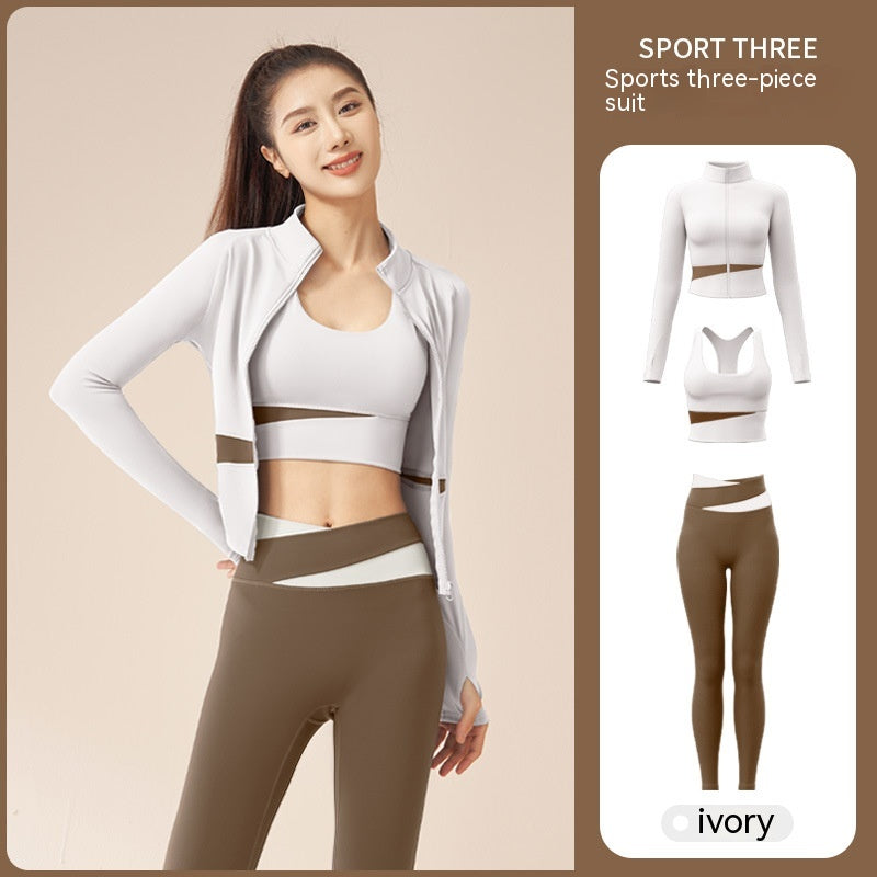 Women's Yoga Workout Set | Sports Bra & Jacket Leggings - Artistic Decor