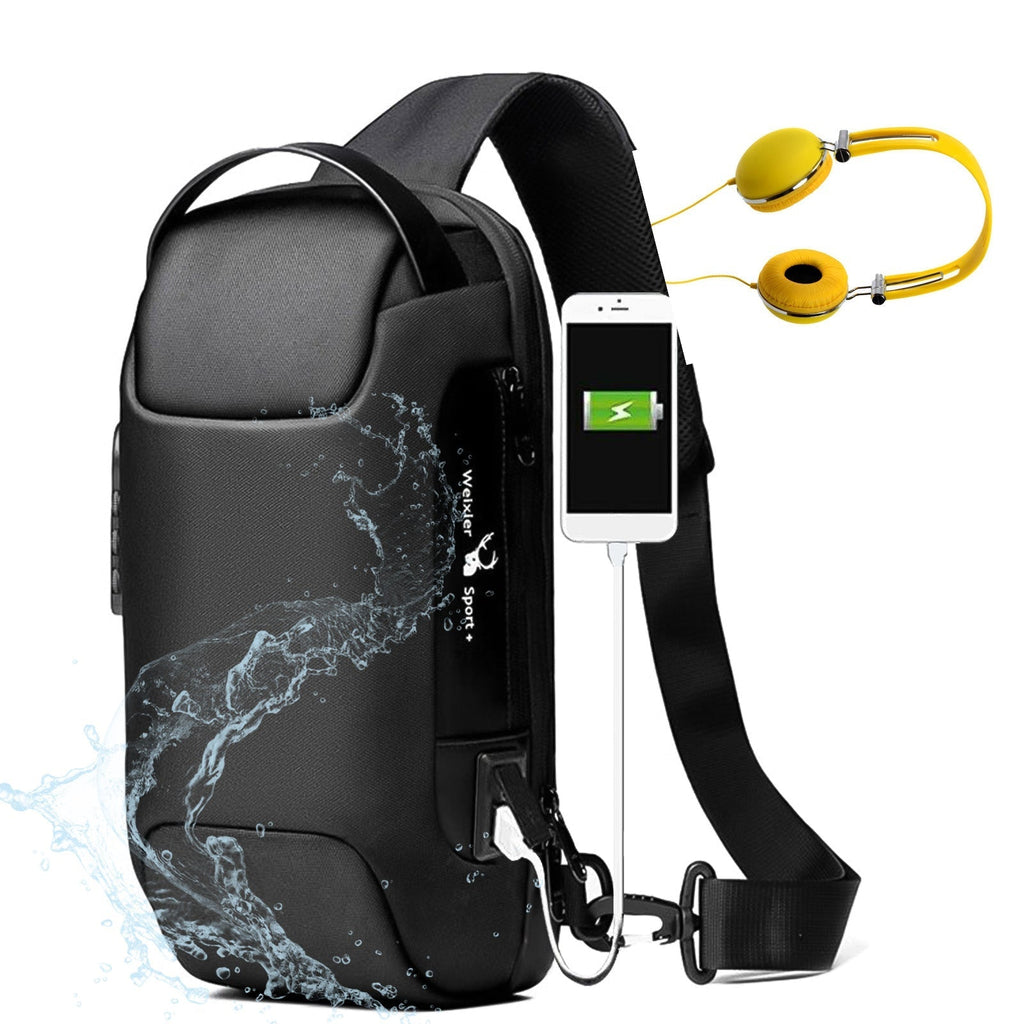 Men’s Waterproof Anti-Theft Sling Bag | USB Travel Chest Bag - Exclusive Edition