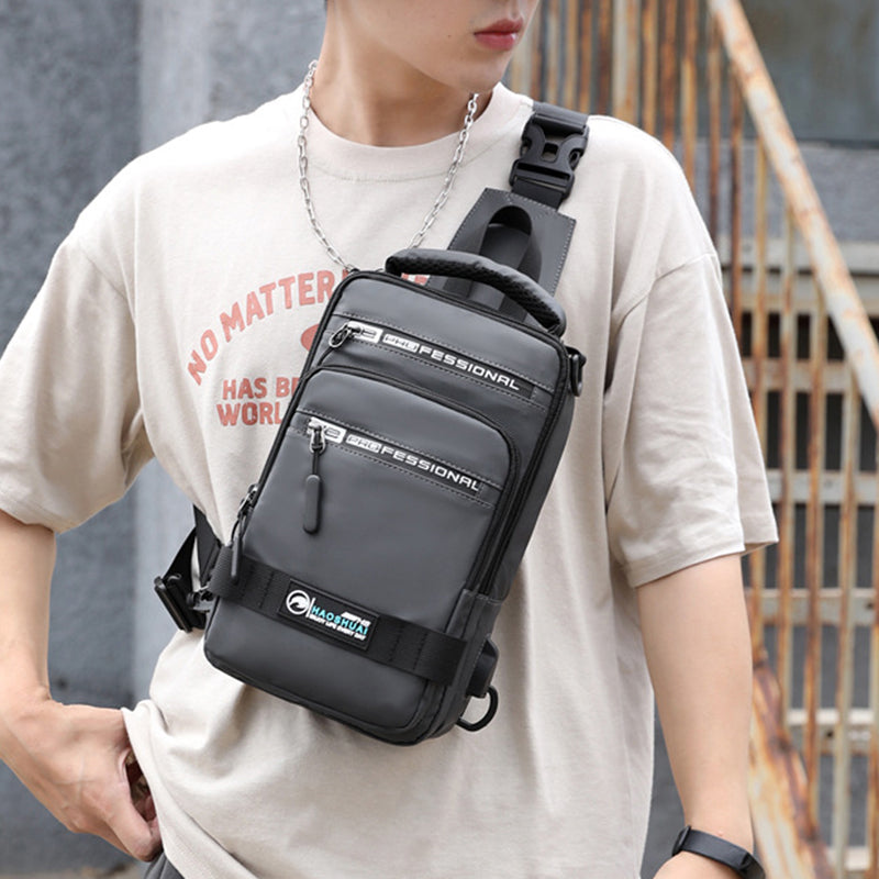 Men's Multifunction Sling Backpack | USB Crossbody Bag - Design Poster