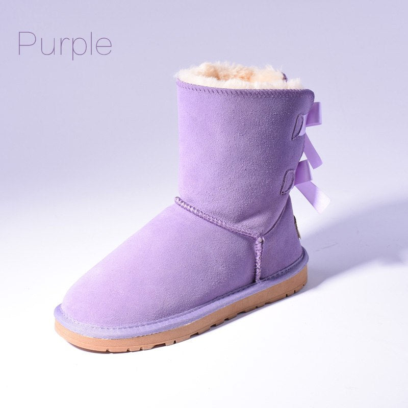Women's Fur Snow Boots | Warm Winter Bow Ankle Boots - Home Decor