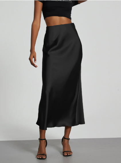 Women's Satin Maxi Skirt | Elegant Slim Fit Long Skirt - Home Decor
