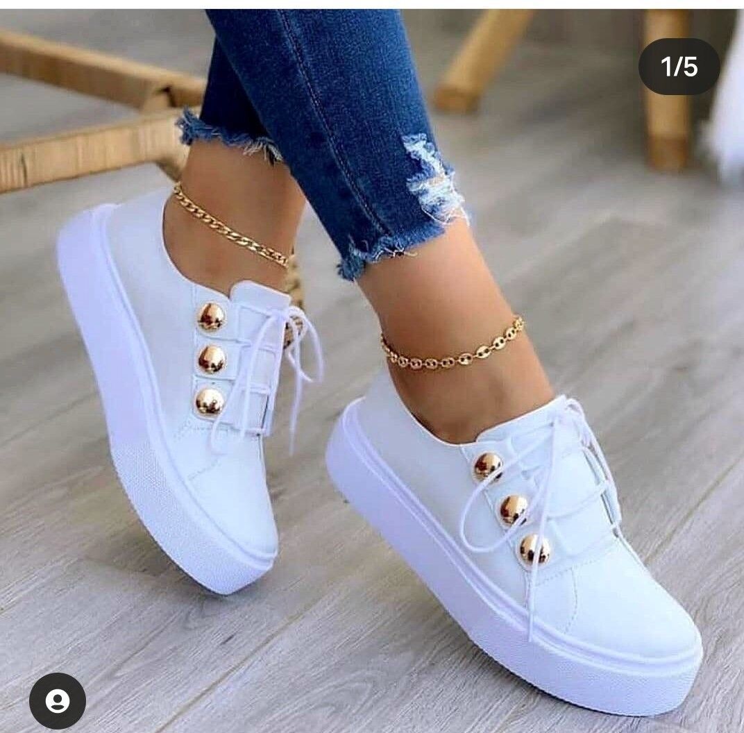 Women's Square Toe Platform Loafers | White Slip-On Shoes - Design Poster