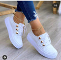 Women's Square Toe Platform Loafers | White Slip-On Shoes - Design Poster