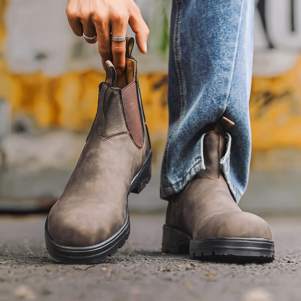 Vintage Leather Martin Boots | Unisex Couple Ankle Boots - Gallery Edition