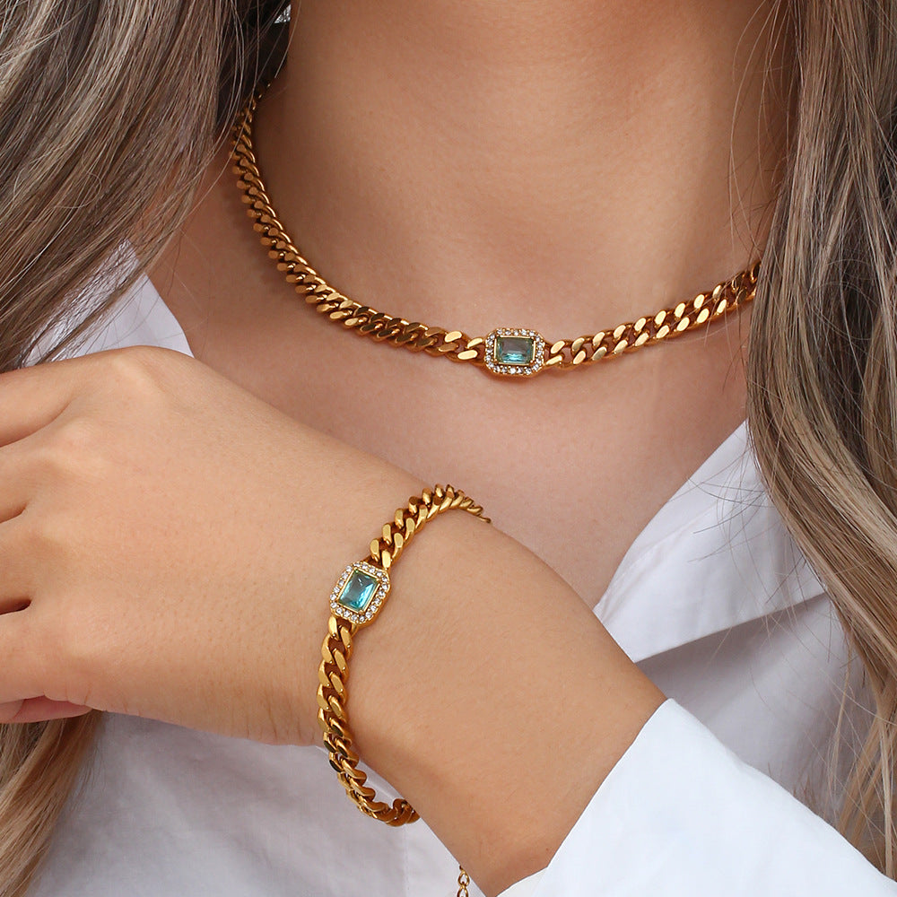 Men's Cuban Link Zircon Bracelet | Stainless Steel Chain - Design Poster