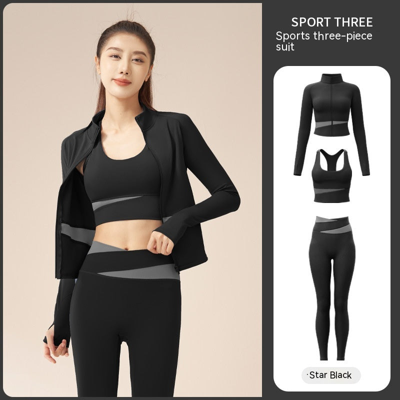 Women's Yoga Workout Set | Sports Bra & Jacket Leggings - Artistic Decor