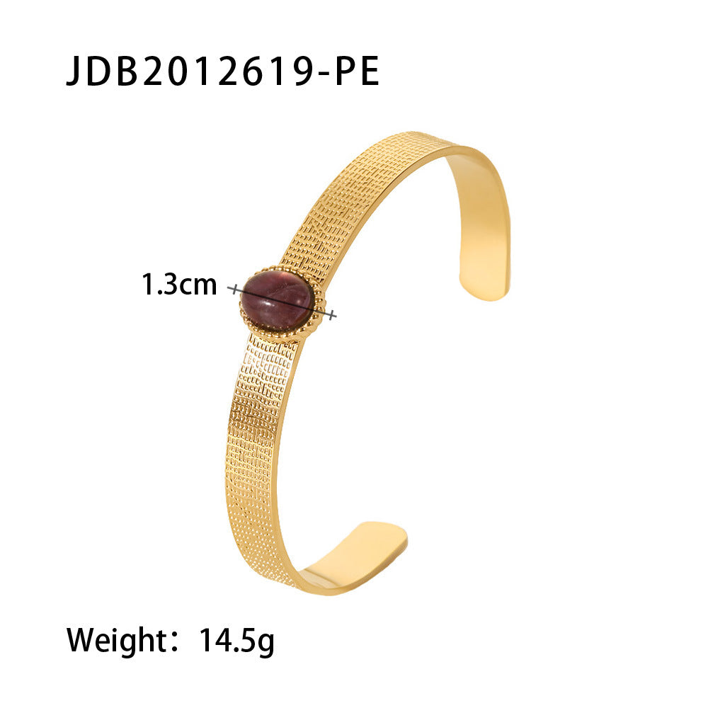 Gold-Plated Zirconia Bracelet | Stainless Steel Jewelry - Modern Print