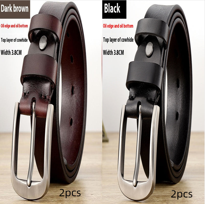 Men's Genuine Leather Belt | Classic Cowhide Dress Belt - Design Poster