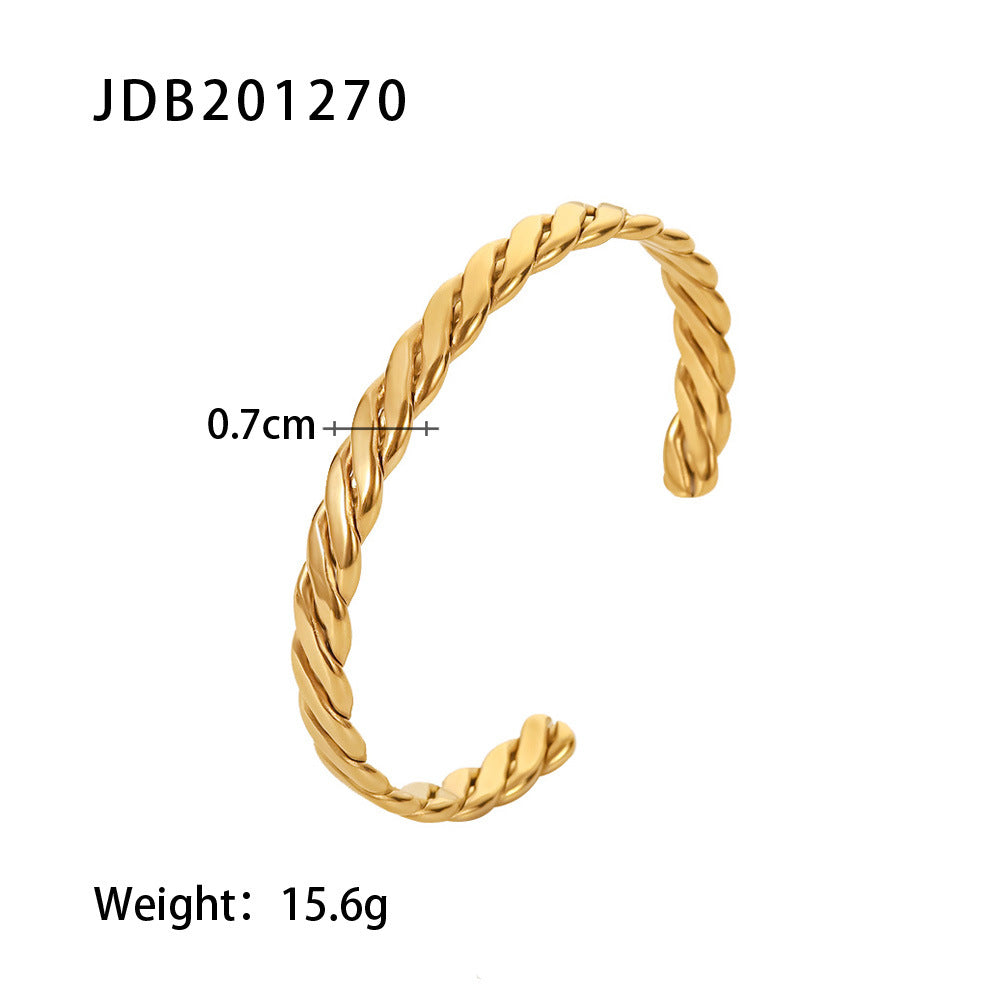 Gold-Plated Zirconia Bracelet | Stainless Steel Jewelry - Modern Print