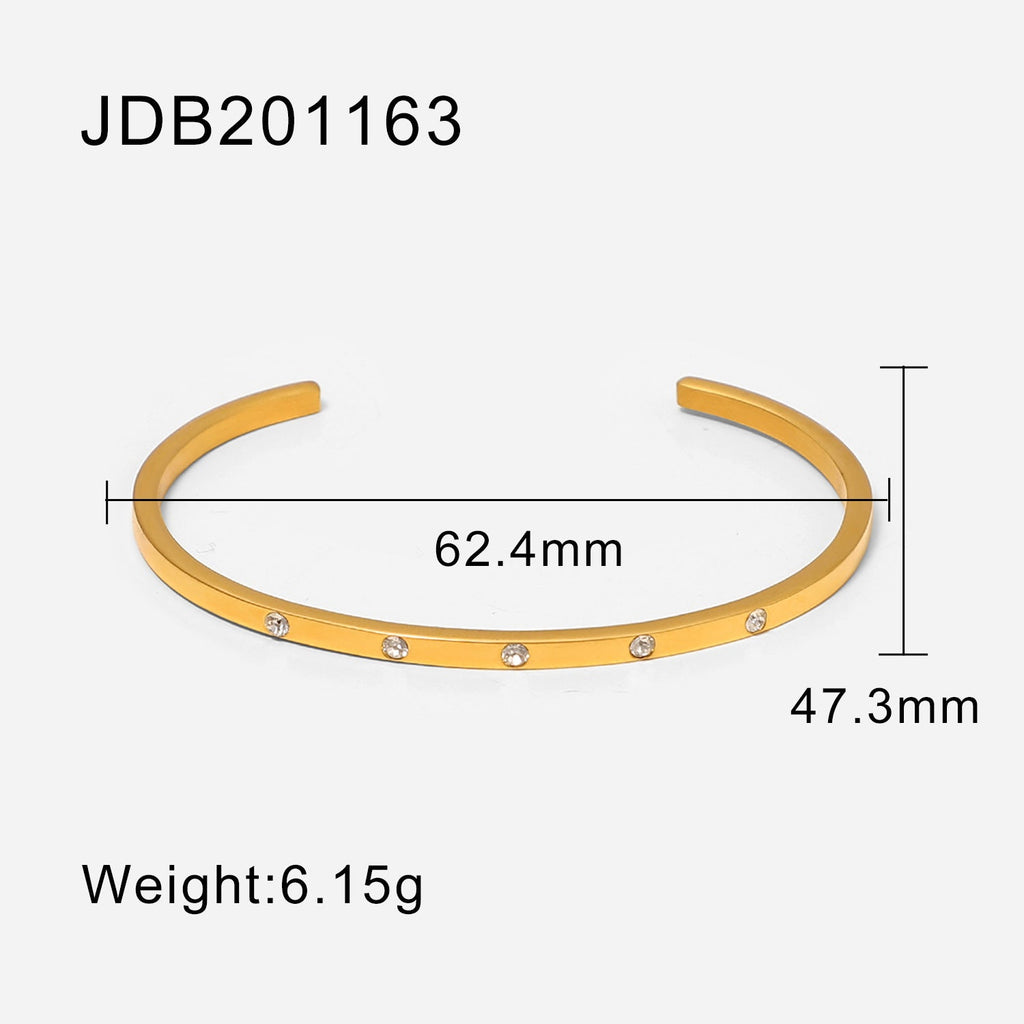 Gold-Plated Zirconia Bracelet | Stainless Steel Jewelry - Modern Print