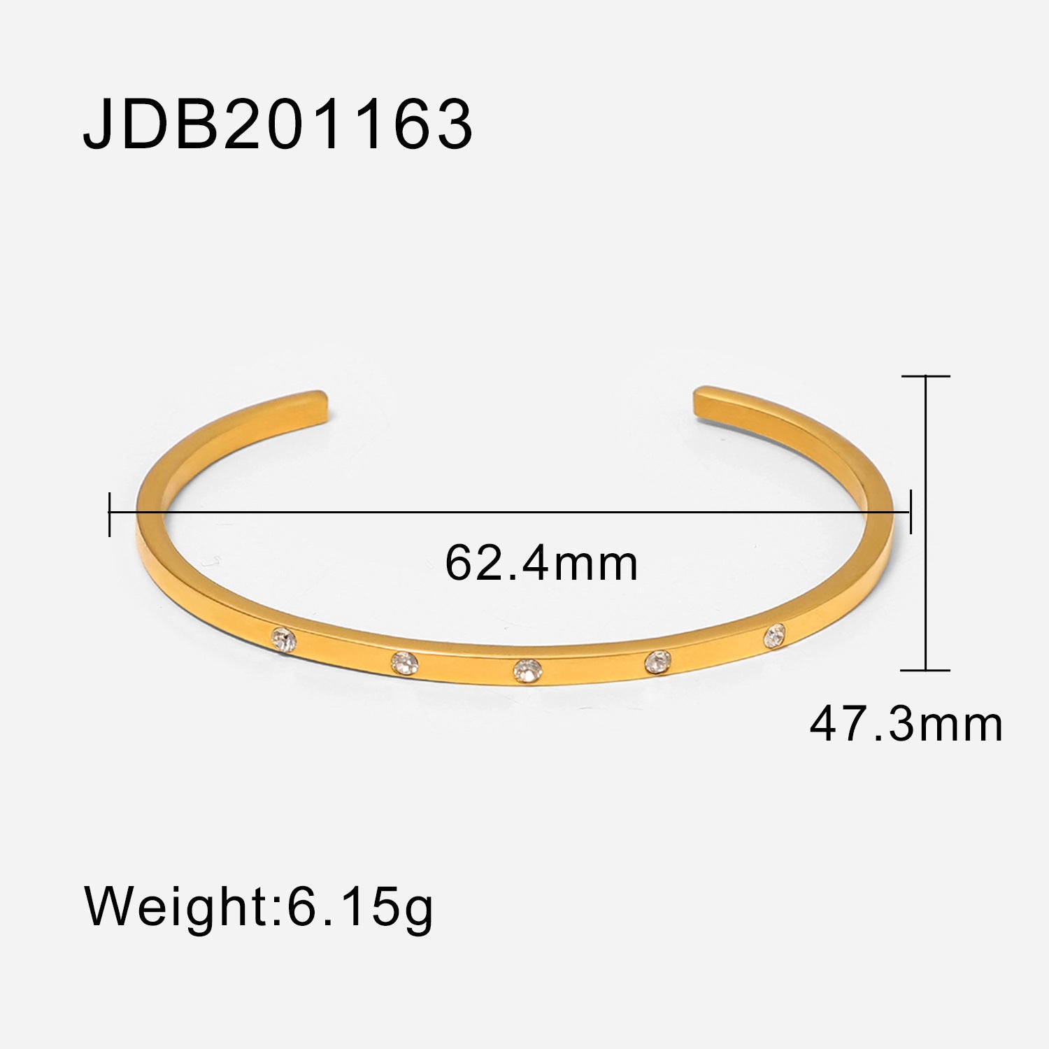 Gold-Plated Zirconia Bracelet | Stainless Steel Jewelry - Modern Print