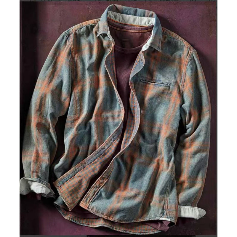 Woven Vintage Men's Plaid Shirt - Home Decor