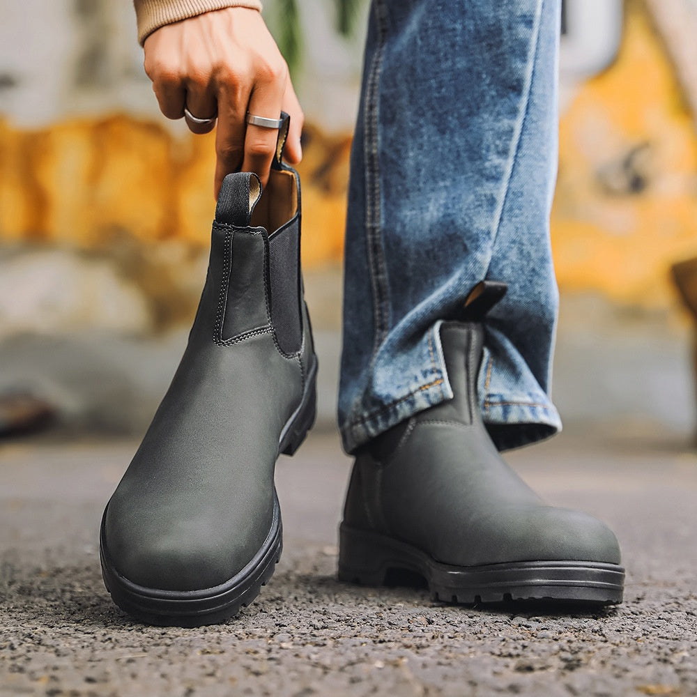 Vintage Leather Martin Boots | Unisex Couple Ankle Boots - Gallery Edition