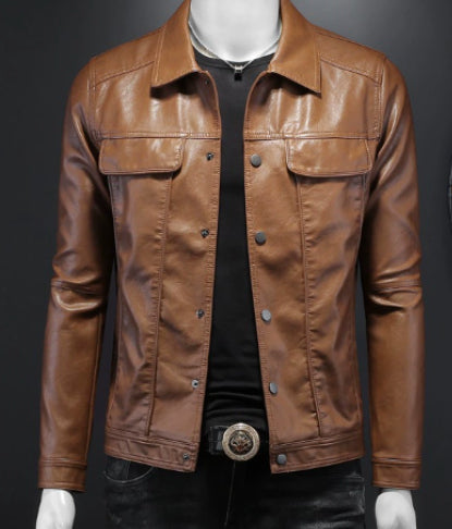 Men's Premium Leather Jacket | Classic Utility Outerwear - Home Decor