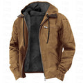 Winter Hooded Coat With Pockets Fashion Warm Fleece Zip-up Jacket Casual Outwear Men's Clothing - Modern Print