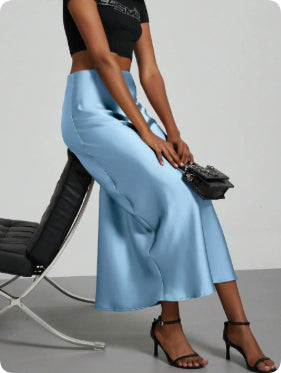 Women's Satin Maxi Skirt | Elegant Slim Fit Long Skirt - Home Decor