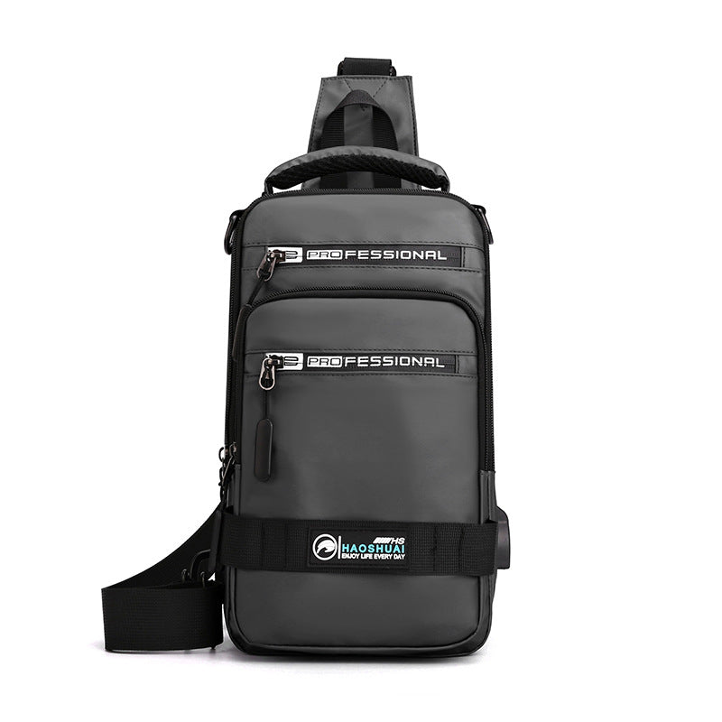 Men's Multifunction Sling Backpack | USB Crossbody Bag - Design Poster