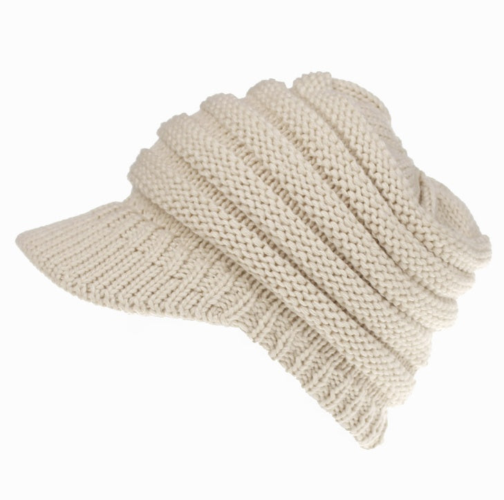 Women's Ponytail Knit Beanie | Warm Winter Knitted Hat - Gallery Edition