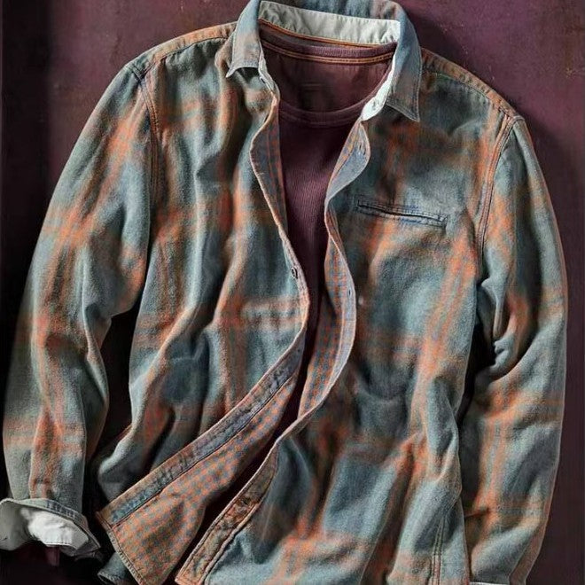 Woven Vintage Men's Plaid Shirt - Home Decor