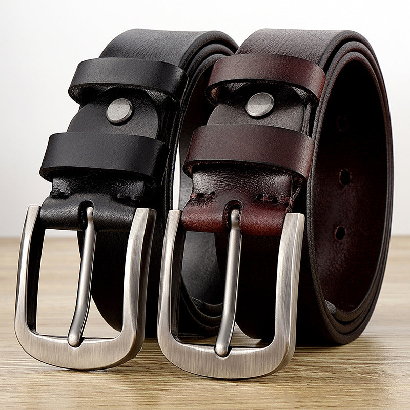 Men's Genuine Leather Belt | Classic Cowhide Dress Belt - Design Poster