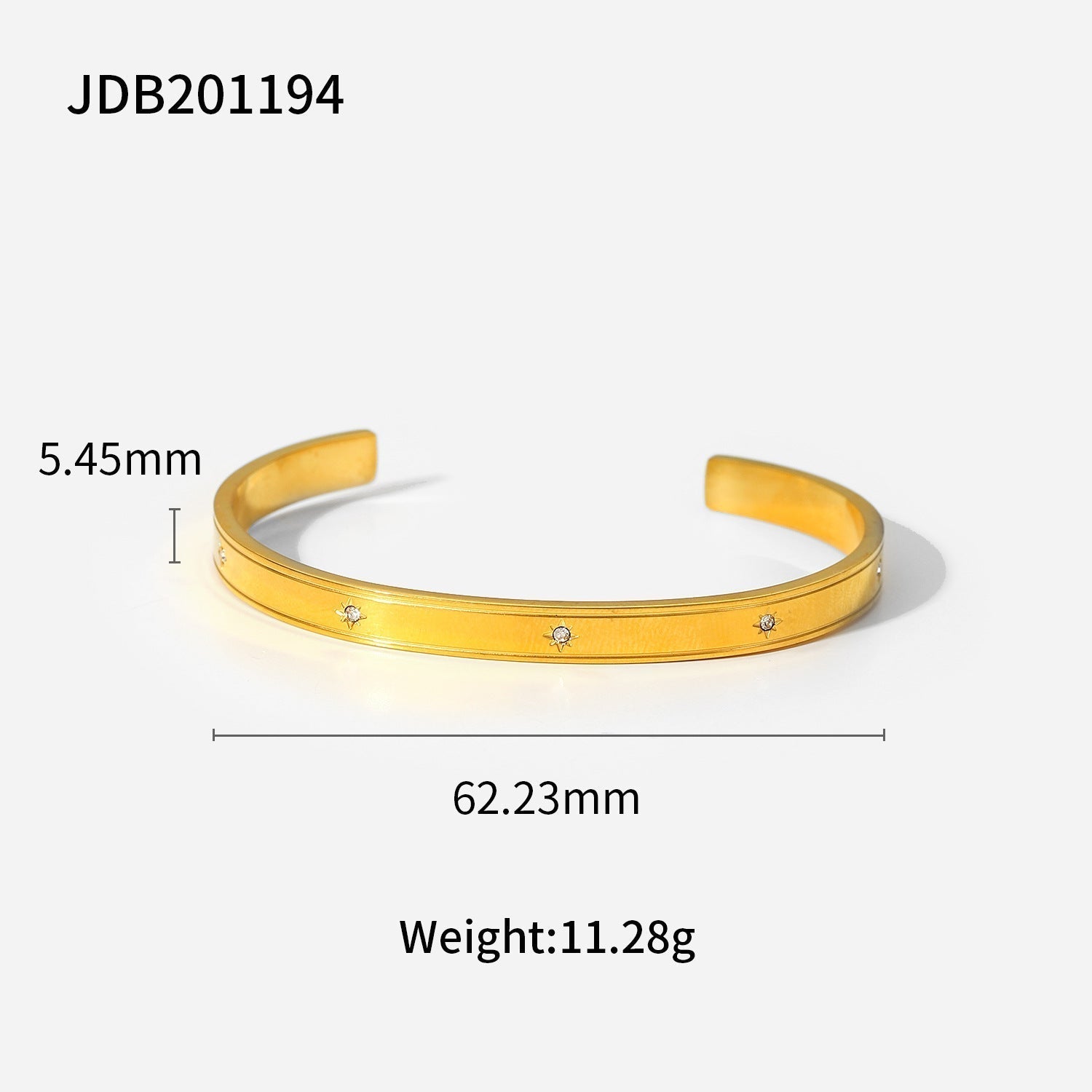 Gold-Plated Zirconia Bracelet | Stainless Steel Jewelry - Modern Print