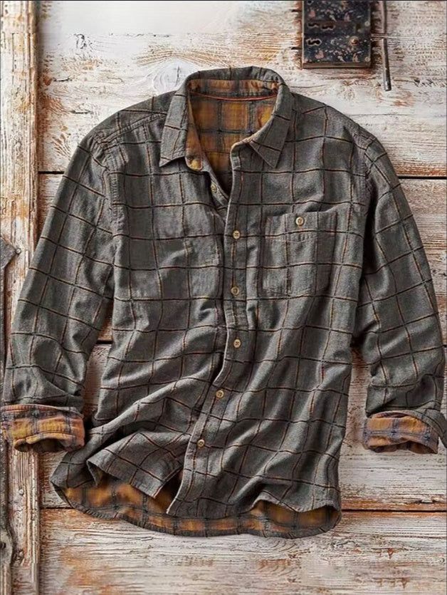 Woven Vintage Men's Plaid Shirt - Home Decor