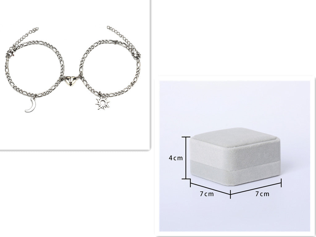 Couples Sun Moon Magnetic Bracelets | Stainless Steel Set - Artistic Decor