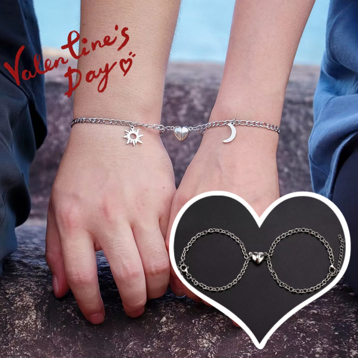 Couples Sun Moon Magnetic Bracelets | Stainless Steel Set - Artistic Decor