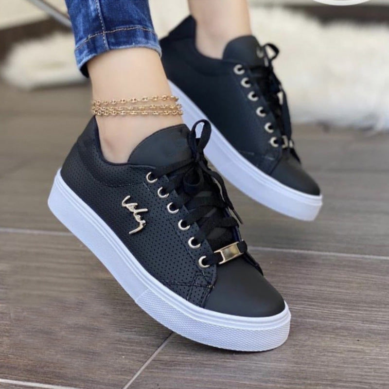 Women's Flat Sneakers | Breathable Lace-Up Casual Shoes - Fine Art