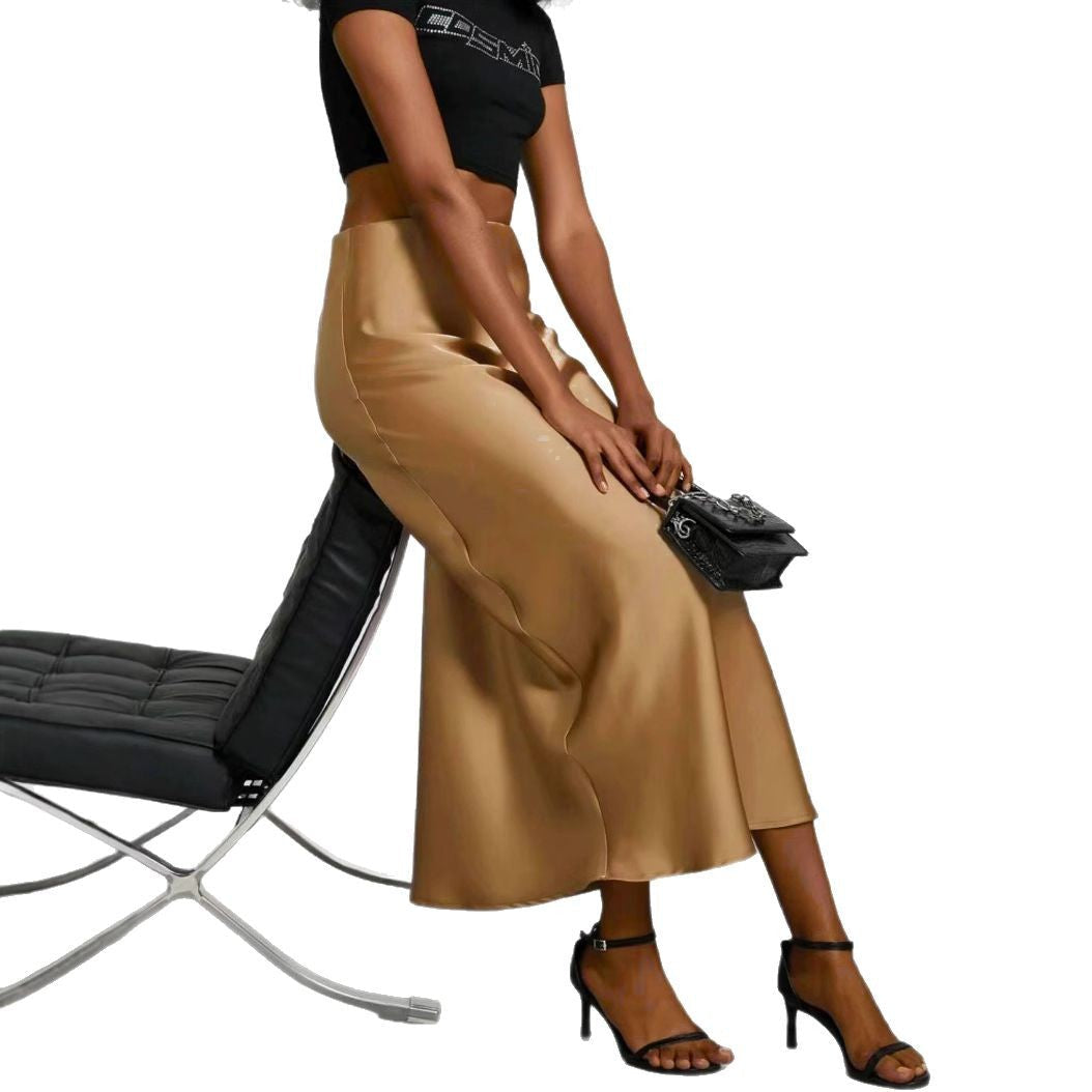 Women's Satin Maxi Skirt | Elegant Slim Fit Long Skirt - Home Decor
