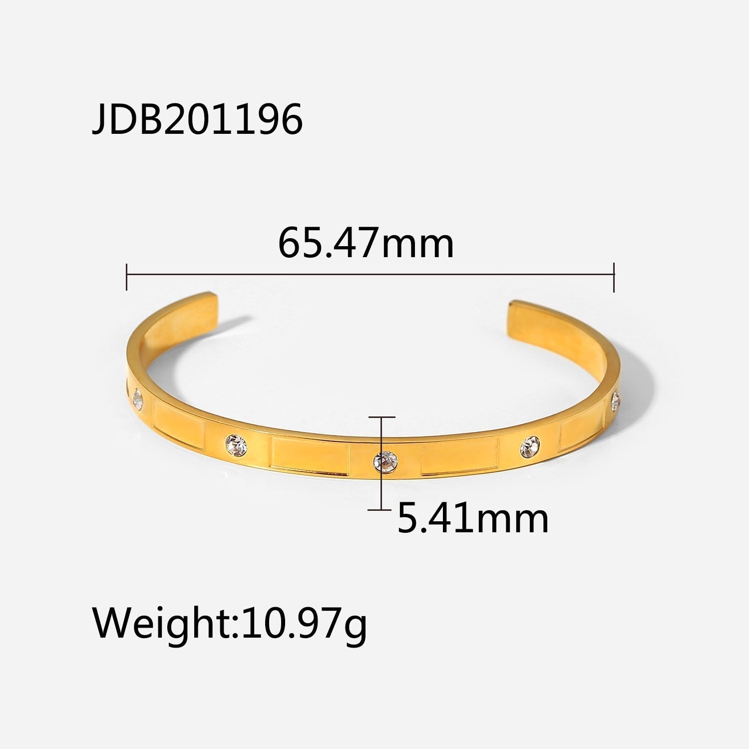 Gold-Plated Zirconia Bracelet | Stainless Steel Jewelry - Modern Print