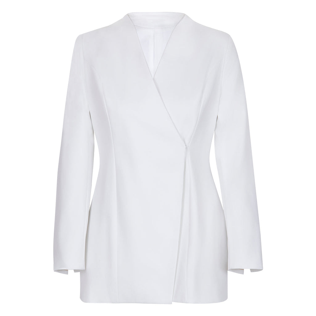 White Lapel Blazers - Artistic Decor