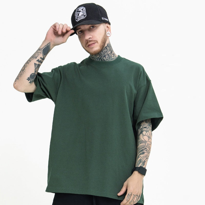 Oversize Loose Cotton Solid Color T-shirt For Men And Women - Fine Art