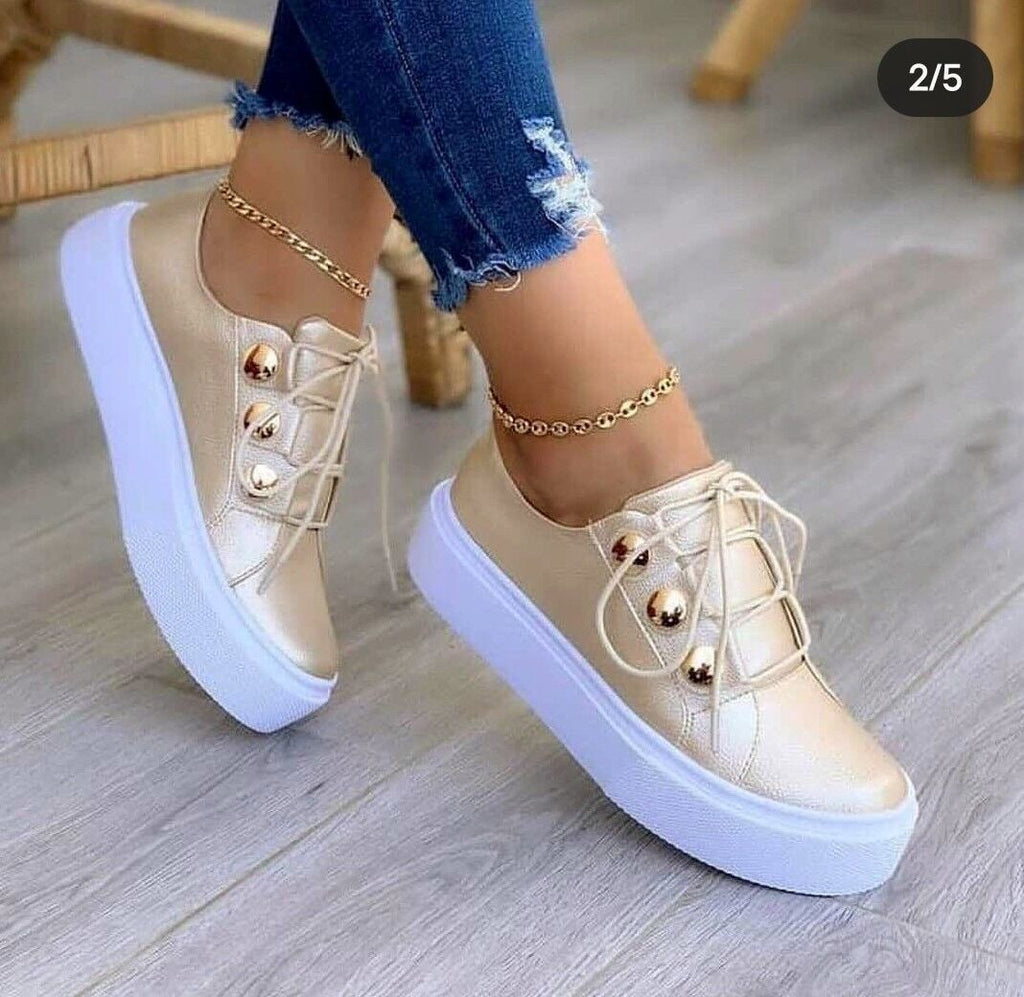 Women's Square Toe Platform Loafers | White Slip-On Shoes - Design Poster