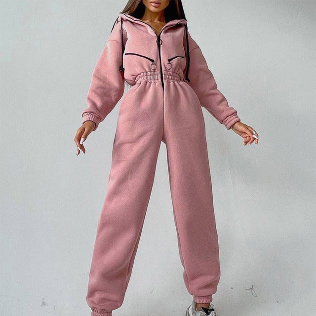 Women's Two Piece Hoodie Set | Casual Zip-Up Tracksuit - Home Decor