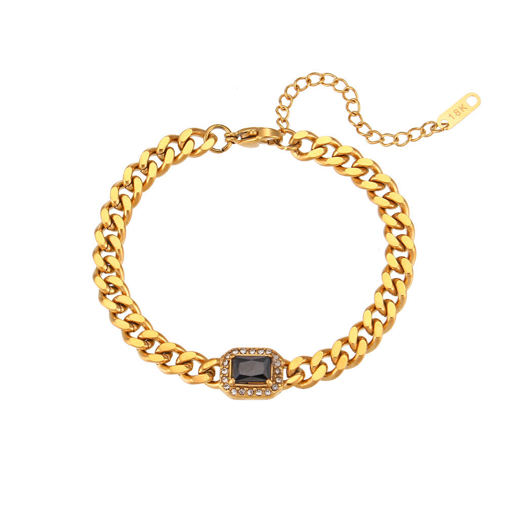 Men's Cuban Link Zircon Bracelet | Stainless Steel Chain - Design Poster