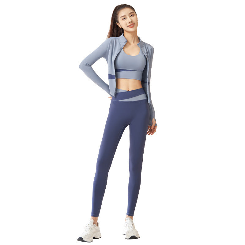 Women's Yoga Workout Set | Sports Bra & Jacket Leggings - Artistic Decor